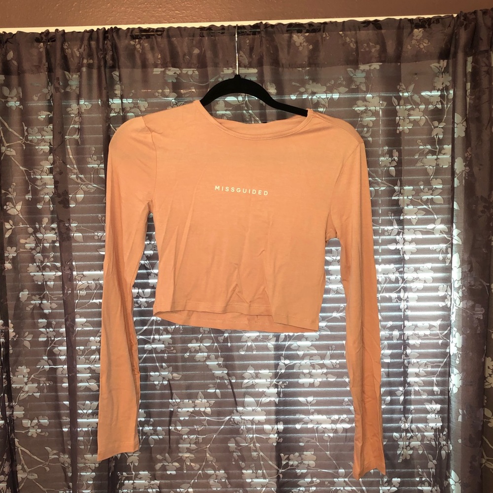 Pink Missguided Long Sleeve Crop Top